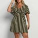 Plus Size V-Neck Striped Boho Dress – Flowy Midi With Elastic Waist (L-XXXXL, Black/Burgundy/Pink/Navy/Army Green)_ecoleips.com