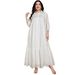 Middle Eastern Cross-border Plus-size Long-sleeve Textured Solid Color Puff-sleeve Collared Arabic Islamic Casual Dress_ecoleips.com
