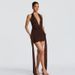 Women's Sexy V Neck Halter Backless Teardrop Decoration Tie Bodycon Mini Dress – Elegant Party Gown_ecoleips.com