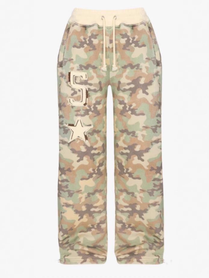 Women's Clothing Camouflage Tracksuit Set Sexy Hooded Cardigan Cropped Sweatshirt And Loose Trousers Two Piece_ecoleips.com