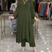 Women's Ice Silk Solid Color Split Stand Collar Shirt And Trousers Set Cross Border Factory New Loose Clothing_ecoleips.com