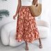 Floral Ruffle Hem Midi Skirt For Women, Boho Chic Spring Summer Beach Maxi Skirt With Elastic Waist, A-Line Flowy Casual Dress_ecoleips.com