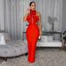 Elegant Halter Neck Maxi Dress With Bold Floral Accents - Sexy Evening Gown For Parties & Special Occasions (Black/Red, S-XXL)_ecoleips.com