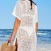 Women's Beach Cover Up Lace Knit Short Sleeve Cardigan - Lightweight Sun Protection Swimwear Wrap For Vacation, Pool, Summer Outings_ecoleips.com