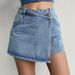 K High Waisted A-line Denim Shorts, Women's New Style Fake Two-piece Design, With A Slimming And Spicy Girl Skirt, Denim Short Skirt_ecoleips.com