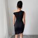 Spring And Summer Popular Sleeveless Diagonal Neck Split Pleated Tight Dress_ecoleips.com