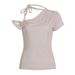 Korean Style Polka Dot Off-Shoulder T-Shirt Tie Front Top For Women Youthful Sweet Slimming Design_ecoleips.com