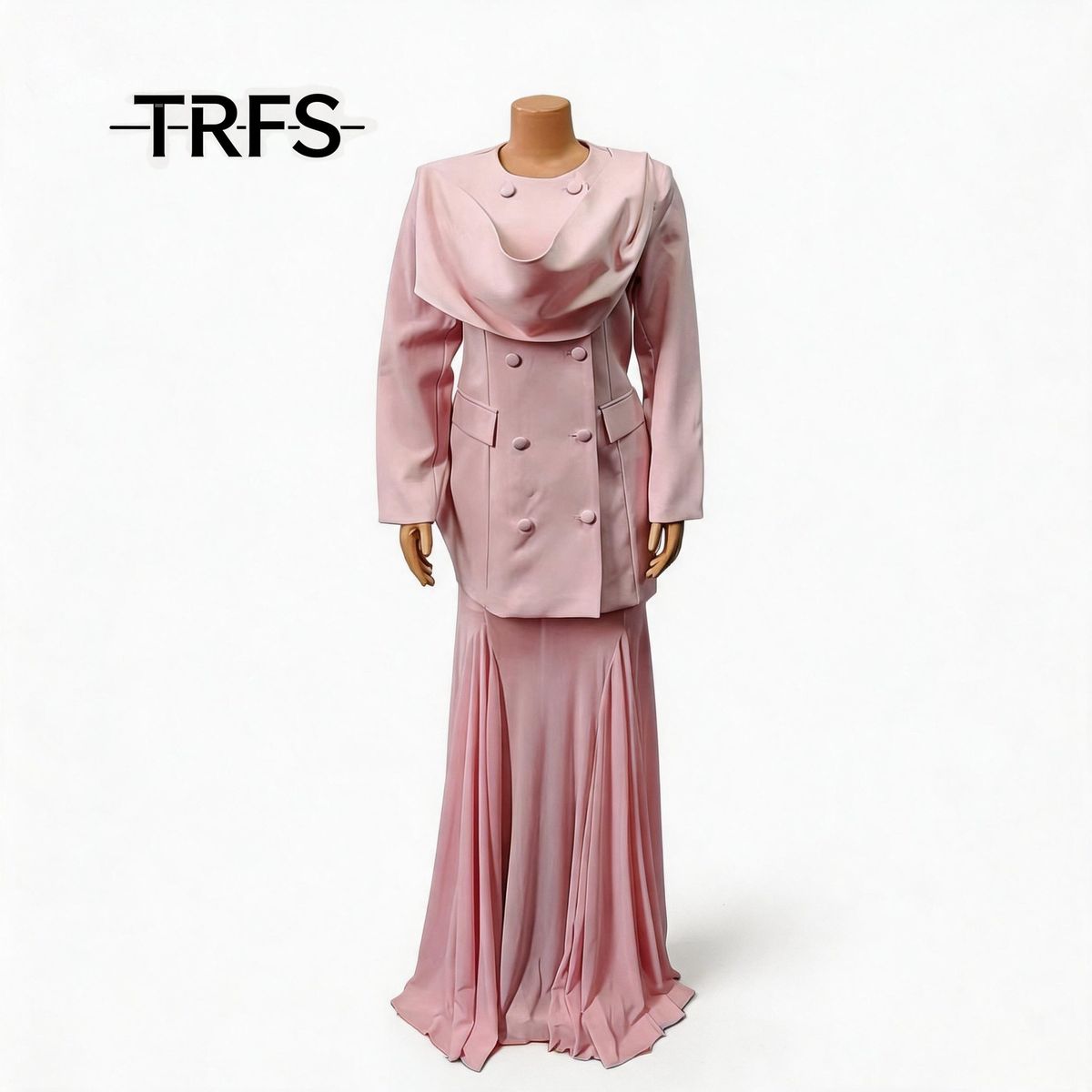 Elegant Ribbon Accent Asymmetrical Blazer With Fishtail Skirt Set - Versatile Office & Casual Chiffon Outfit For Women_ecoleips.com