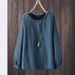 Plus Size Women's Long Sleeve Casual Shirt – Oversized Relaxed Fit Solid Color Blouse, Comfortable & Stylish_ecoleips.com