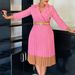 Elegant Notched Lapel Winter Knit Dress for Women with Belt Pleated Skirt Stylish S-XXXL_ecoleips.com