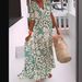Women's Summer V Neck Long Dress Printed Short Sleeve Versatile Beach Style Bohemian Casual Cotton Blend Dress for Ages 16-45_ecoleips.com