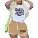 Women's Stylish T-Shirt & Shorts Set – Casual Sporty Two-Piece Outfit, Breathable Polyester, Trendy Color Block (White/Black/Red/Green/Gray/Khaki)_ecoleips.com