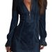 Women's Clothing Women's Long Sleeved Slim Fit Midi Dress Zipper Lace Trim For Formal & Casual For Women_ecoleips.com
