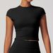 Women's Clothing Sports Yoga Clothes Women's Sanded Tight Beautiful Back Yoga Short Sleeved Running Fitness T Shirt Tops 8863_ecoleips.com