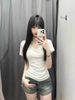 Short-sleeved Front Shoulder V-neck T-shirt Women's Summer Slim-fit Spice Girls Versatile And Thin Design Niche Ice Silk Breathable Top_ecoleips.com