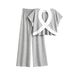 Women's Summer Casual Wide Leg Pants Vest Set Striped Color Blocked Hollowed Out Fashion_ecoleips.com