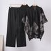 Women's Three Piece Knitted Suit Cross Border European American Style Shawl Coat Spring Autumn Sweater Loose Wide Leg Pants Casual Fashion_ecoleips.com