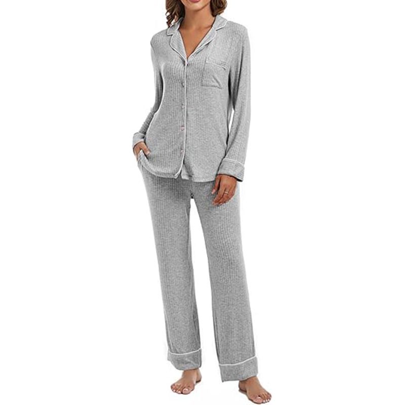 Women's Autumn Lounge Set – Button-Up Long Sleeve Top & High-Waist Tied Waist Pants (S-XXXL, 8 Colors, Soft Polyester, Euro/Afro Fit)_ecoleips.com