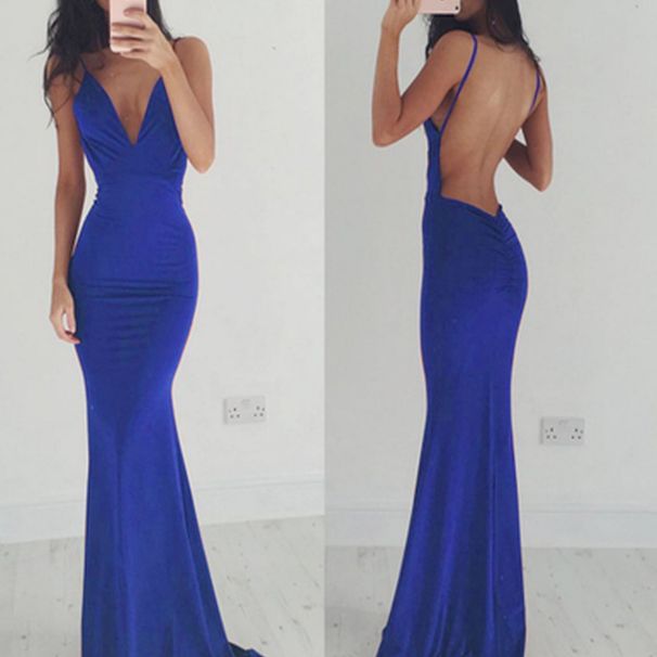 Women's Clothing Fashionable And Sexy Suspender Backless Long Skirts New Cocktail Party Evening Dresses_ecoleips.com