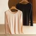 Bottom Shirt T-shirt Women's Inner With Crew Neck Long Sleeve Thin Autumn Clothes Large Size Top Warm Thread Clothes Autumn And Winter Models_ecoleips.com