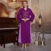 Middle Eastern Arab Muslim Purple Embroidered Robe Party Dubai Dress Abaya_ecoleips.com