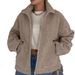 Women's Casual Fashion Jacket Winter Collection Faux Lamb's Wool Drop Shoulder Warm Coat With Slanted Pockets_ecoleips.com