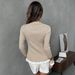 Elegant Button-Down Knit Cardigan With Ruffle Sleeves - Slim Fit Polo Neck Long Sleeve Sweater For Women_ecoleips.com