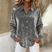 Women's Clothing Women's Sequined Sleeve Spliced Long Sleeved Velvet Shirt Loose Fit Elegant Temperament Style Top_ecoleips.com