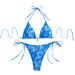 Women's Reversible Printed Halter Neck Tie Bikini Swimsuit European And American Style Sexy New_ecoleips.com