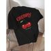 Women's Clothing Cherry Print Versatile Short Sleeved T-Shirts_ecoleips.com