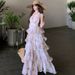 2026 French-style New Holiday Floral Halter Neck Dress For Women, Summer Waist-cinching Slimming Cake Midi Dress, Trendy_ecoleips.com