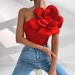Women's Clothing Sleeveless 3D Three Large Flower Slim Vest_ecoleips.com