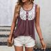 Women's Clothing Summer Casual Sleeveless Stitching Printed Button Top New Style_ecoleips.com