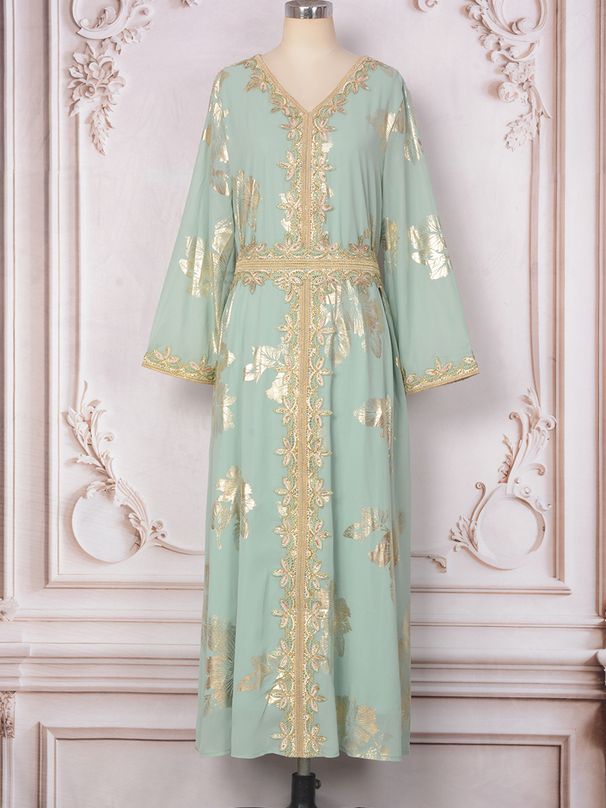Women's Clothing New Style Gold Stamped Muslim Long Skirt Dubai Tourism Dress Dress_ecoleips.com