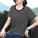 This Korean-Style Short-Sleeved, T-Shirt-Style Summer Striped Blouse Is Perfect For Middle-Aged Mothers It Helps Them_ecoleips.com