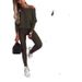 Women's Clothing Solid Color Casual Sports Trousers Lace-Up Oblique Shoulder Spring Fashion Long Suit_ecoleips.com