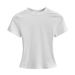 Women's Clothing Basic Round Neck Short Sleeve Elastic Slim Shoulder T Shirt Women's Elastic Tight Short Sleeve Top_ecoleips.com