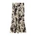 Women's Clothing Animal Print Satin Textured Midi Skirt_ecoleips.com