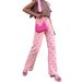 Women's Clothing Pink Heart Patterned Wide Leg Jeans Slim Fit European American Style_ecoleips.com