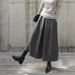 Aria Basics 2024 Autumn Winter New Elastic Waist Skirt Wide-Leg Nine-Point Woolen Pants Loose Slimming_ecoleips.com