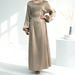 Loriya Slim Fit Elegant Dress High Collar Thin Strap Solid Color Style Plus Size Women's Clothing LR702_ecoleips.com