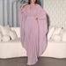 Solid Color Long Gown Slim V Neck Waist Temperament Dress_ecoleips.com