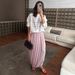 Women's Clothing Elegant Tulip Ruffled Draped Slit Midi Skirt For Women Spring/Summer Street Style Fashion_ecoleips.com