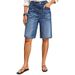 Women's Retro Distressed Mid-Rise Straight Leg Jeans Water Wash Stretch Cross Border Trade Shorts from Europe & America_ecoleips.com