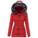 Women's Clothing Men’s & Women’s Slim-Fit Faux Fur-Trimmed Padded Coat – Warm Winter Jacket With Detachable Hood (Yellow, Red, Gray, Black)_ecoleips.com