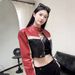 Women’s Cropped PU Leather Jacket With Color Block & Cutout Design – Edgy Streetwear Biker Coat (S-XL, Custom Fit For EU/US/SEA Markets)_ecoleips.com