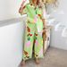 Spring/Summer Bohemian Casual Vacation-Style Colorful Printed Wide-Leg Pants Set For Women_ecoleips.com