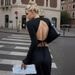 Voya Women's Spring And Summer New Style French Sexy Backless T-shirt With Fashionable Temperament And Elegant Figure Display Top_ecoleips.com