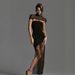 Spring New Women's Sleeveless Strapless Long Dress Lace Trimmed Slim Fit Elegant Bodycon Skirt_ecoleips.com