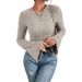 Women's Clothing Long Sleeve T-Shirt 8X4 Ribbed Brushed Round Neck Top American Style Fashionable Popula_ecoleips.com